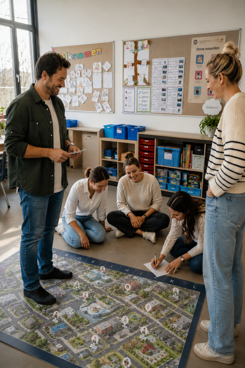 Drie mannen aan tafel tijdens een onboarding intake