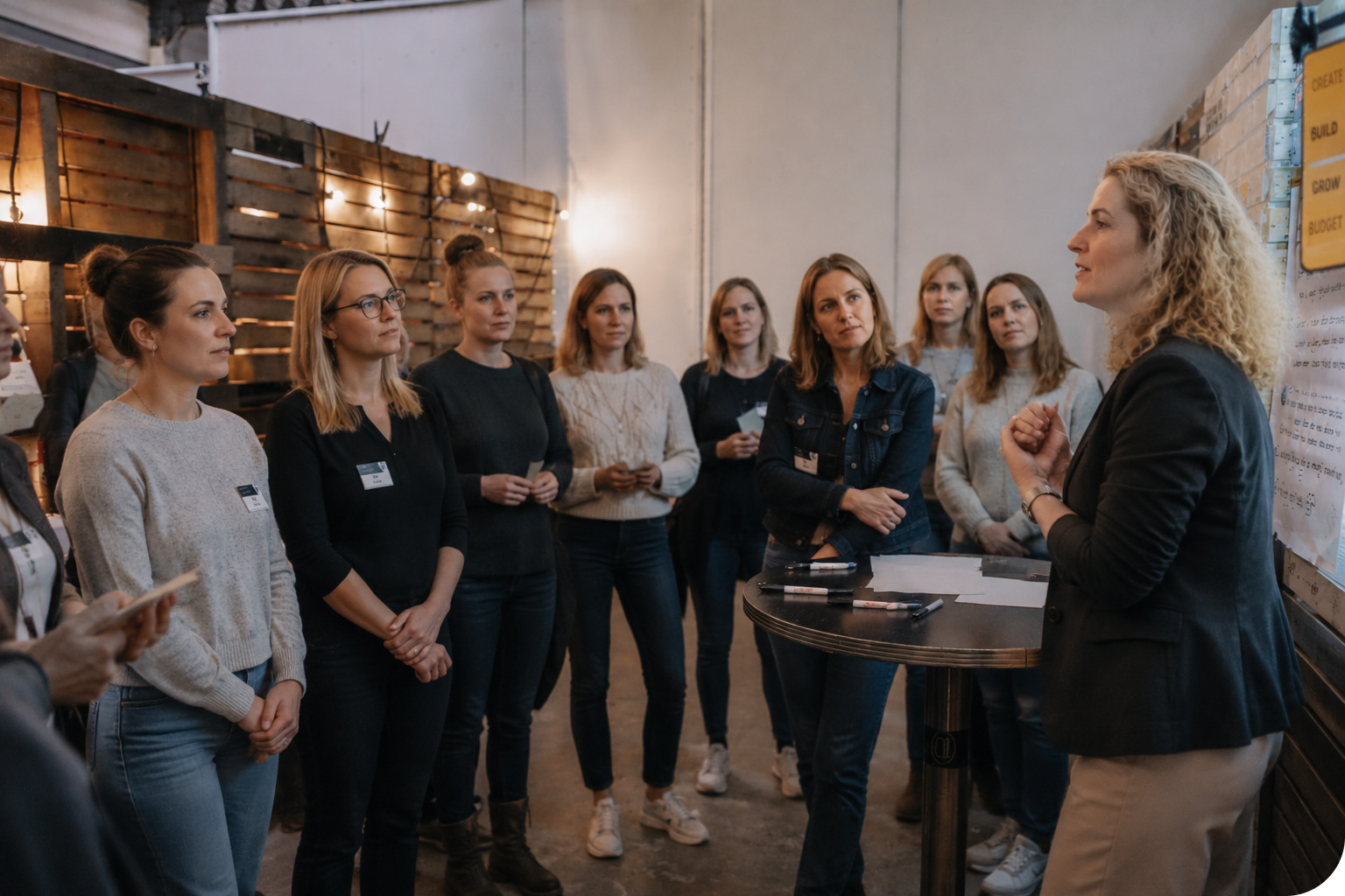Team in dialoog rond gedeelde waarden