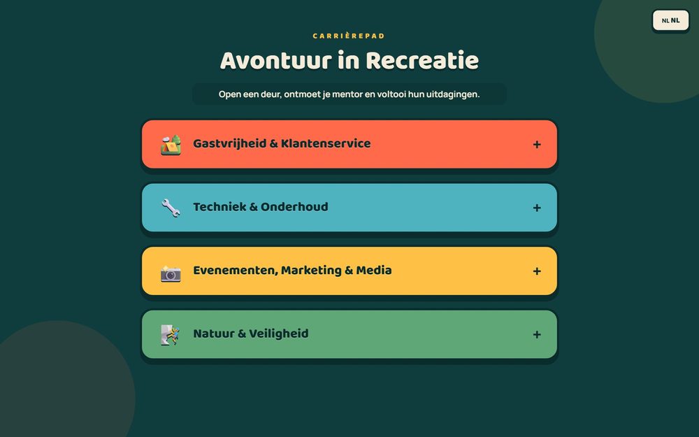 Helden 72 Resultaten 4 Avontuur in Recreatie, de vier loopbaanrichtingen als keuzekaarten