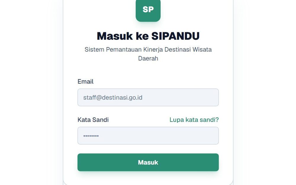 Helden 72 Resultaten 6 Sipandu, inlogscherm van het monitoringsysteem